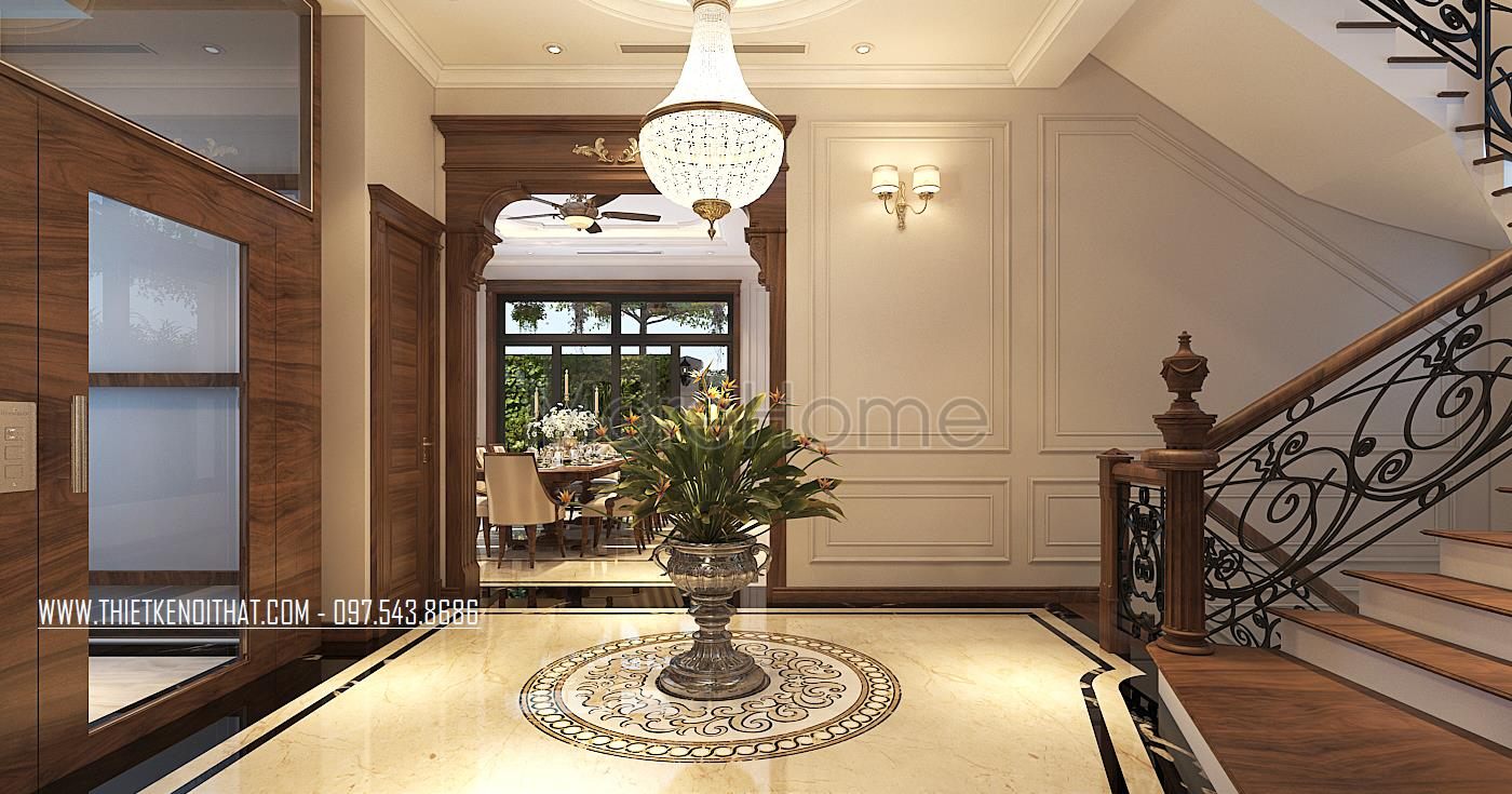 Cầu thang gỗ phên sắt, song sắt